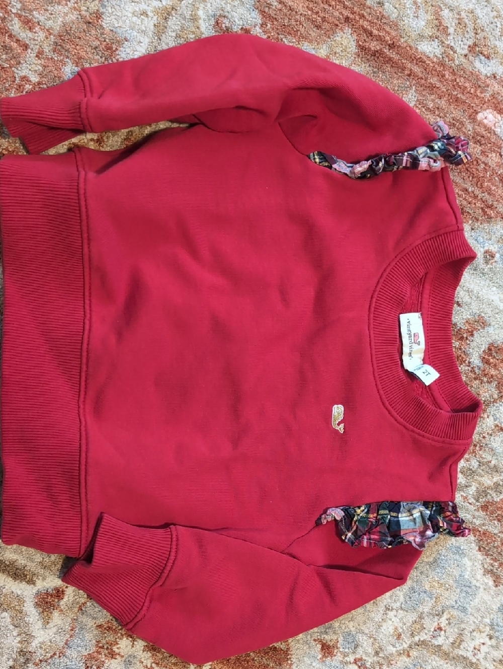 Vineyard Vines Holiday Sweatshirtwith Ruffle Shoulder Detail